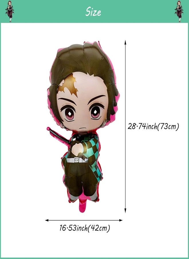 Atpata Funky Demon Slayer Anime Theme Foil Balloon Set - 10pcs Anime Party Pack with Tanjiro Kamado & Nezuko Kamado Shape Balloons, Demon Slayer Themed for unisex kids Birthday Party Decoration - Image 5
